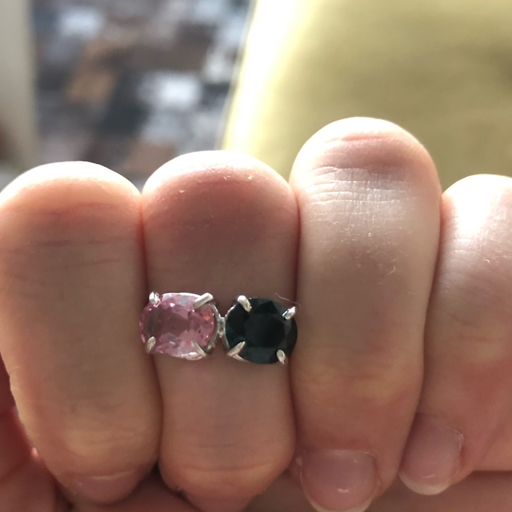 Sz 4 Pink and Black sapphire ring